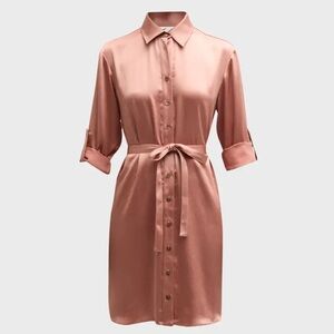Silk Blush Shirt Dress